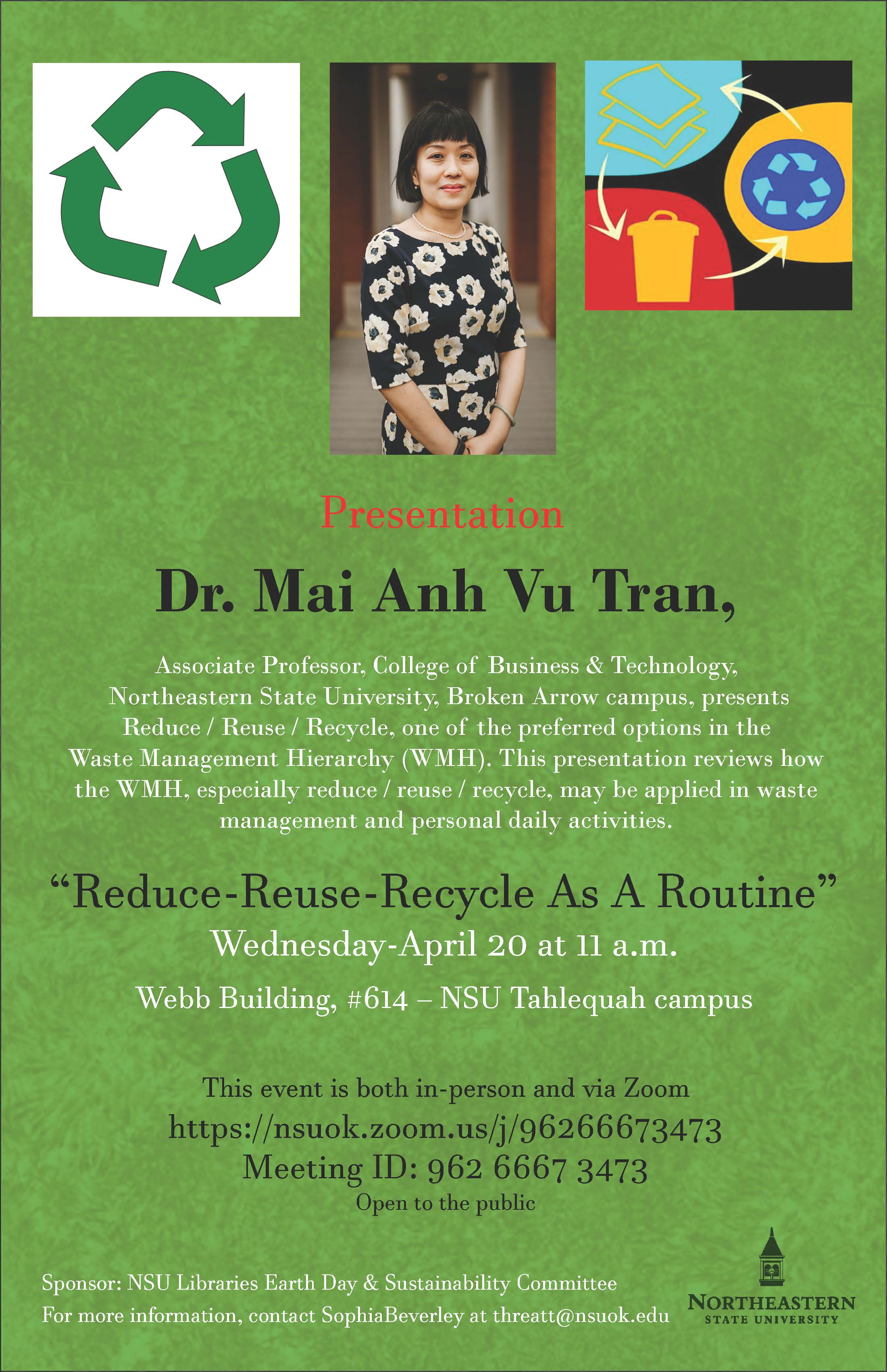 Dr. Mai Anh Van Tran presents “Reduce-Reuse-Recycle as a Routine”